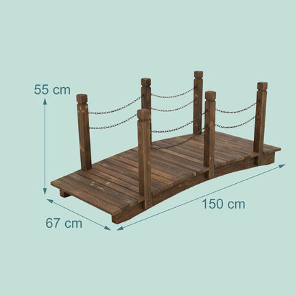 Wooden Garden Bridge with Chains – Weatherproof Spruce