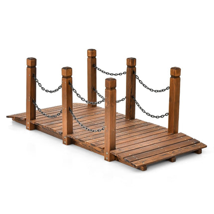 Dřevěný zahradní můstek se zábradlím, smrk, nosnost 80 kg