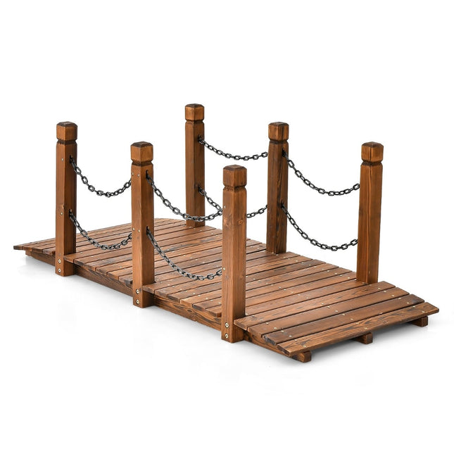Dřevěný zahradní můstek se zábradlím, smrk, nosnost 80 kg