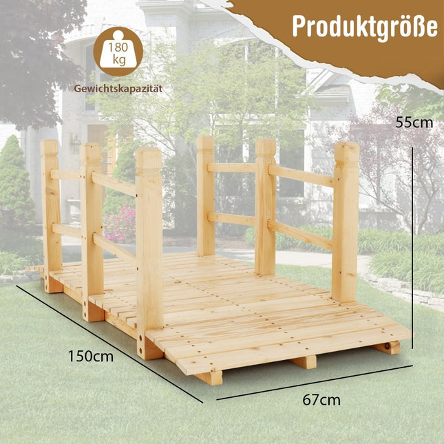 Dřevěný zahradní můstek se zábradlím, nosnost až 100kg