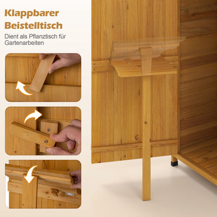 Wooden Garden Cabinet with Lockable Barn Door & Shelves