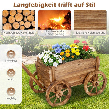 Dřevěný truhlík na kolečkách s odtokovým otvorem