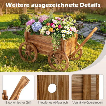 Dřevěný truhlík na kolečkách s odtokovým otvorem