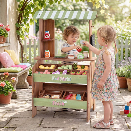 Wooden Grocery Store Playset with Chalkboard & Accessories
