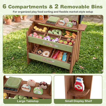 Wooden Grocery Store Playset with Chalkboard & Accessories