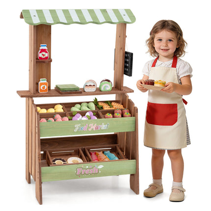 Wooden Grocery Store Playset with Chalkboard & Accessories