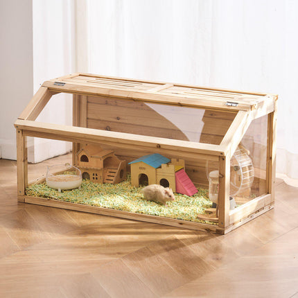 Wooden Hamster Cage, 270 View, Lift-Up Top, 40x20x20in