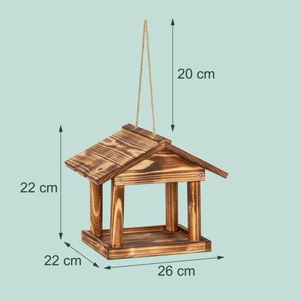 Dřevěné závěsné krmítko pro ptáky – snadné čištění, otevřený design