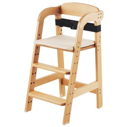 Wooden High Chair, Adjustable Convertible, Beech Wood Cushion