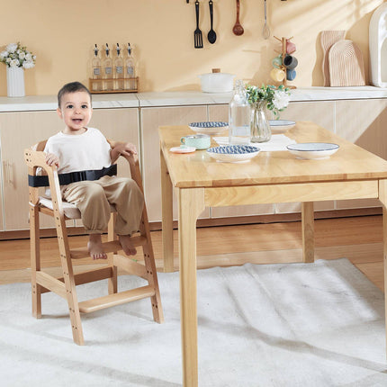 Wooden High Chair, Adjustable Convertible, Beech Wood Cushion