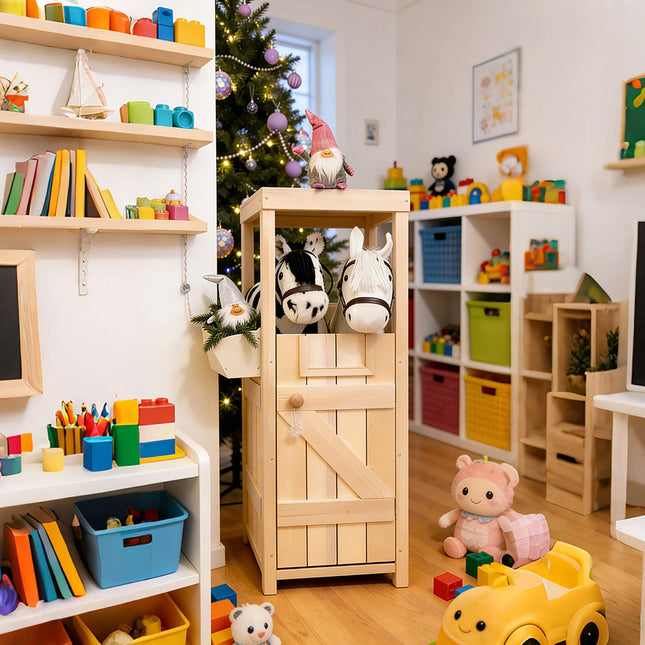 Dřevěná stáj pro 2 hobby horse koníky