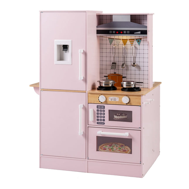 Wooden Kids Play Kitchen Set with Lights & Sounds