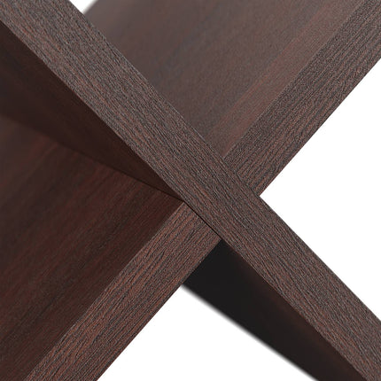 Dřevěný stojan na časopisy, design X, tmavý ořech