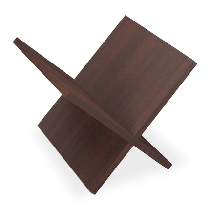 Dřevěný stojan na časopisy, design X, tmavý ořech