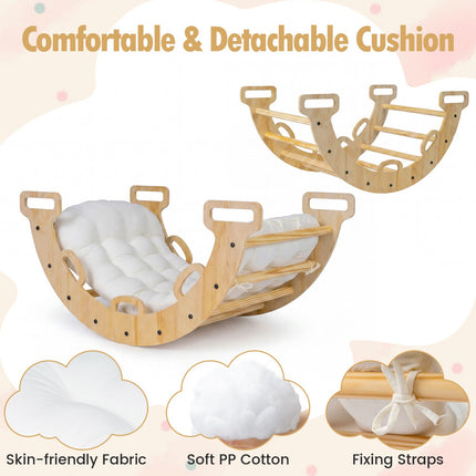Wooden Montessori Rocking Climbing Arch with Cushion