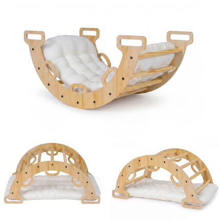 Wooden Montessori Rocking Climbing Arch with Cushion