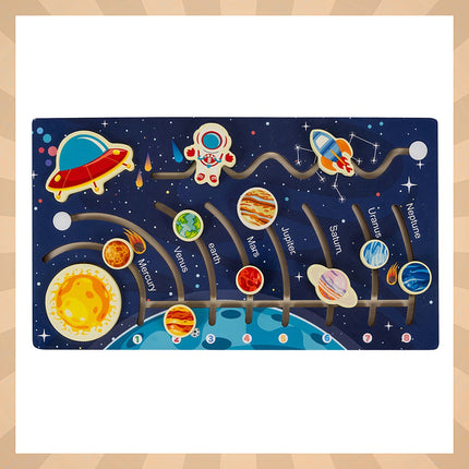 Dřevěné Montessori puzzle sluneční soustavy pro děti