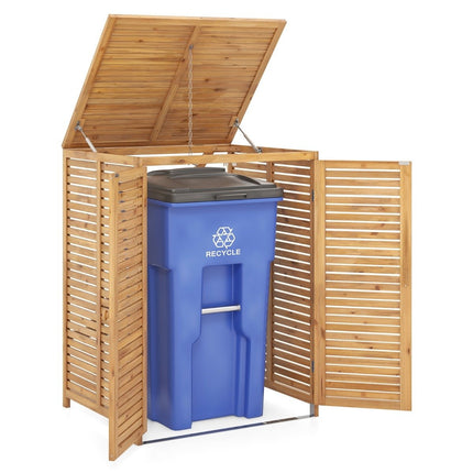Dřevěný venkovní box na popelnice – 120L, uzamykatelný, s ventilací