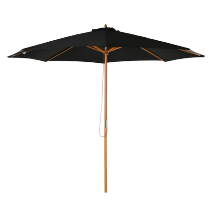 Dřevěný bambusový slunečník, 300 cm, černý, robustní a elegantní