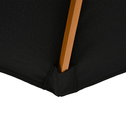 Dřevěný bambusový slunečník, 300 cm, černý, robustní a elegantní