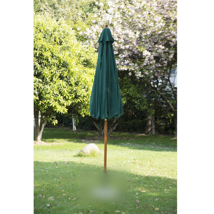 Tmavě zelený dřevěný zahradní slunečník, 2.5M