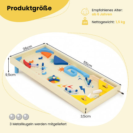 Dřevěný pinball pro děti, 3 kuličky, MDF, věk 6+