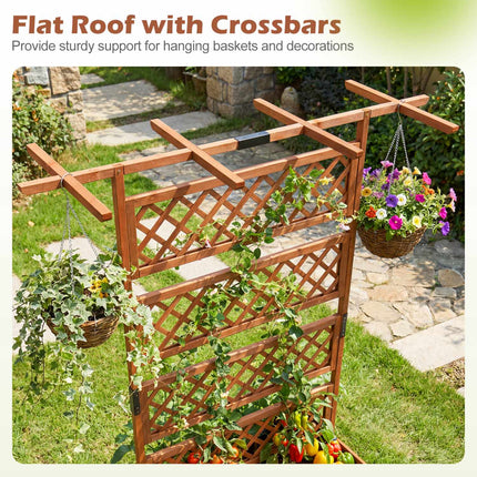 Wooden Planter Box With Lattice Trellis, 38 x 20.5 in