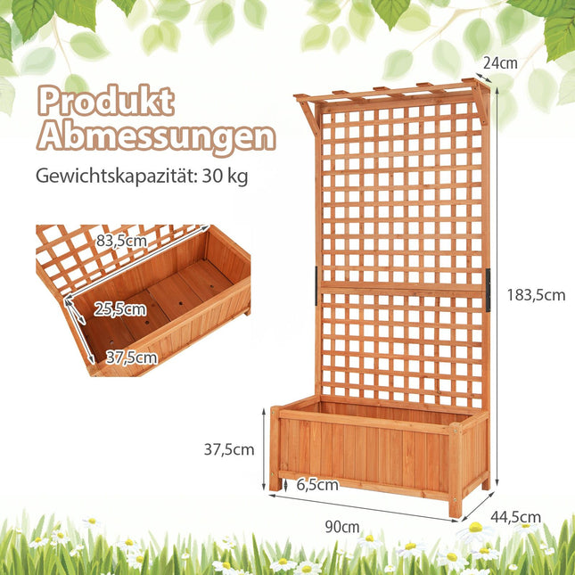 Dřevěný truhlík s treláží a odtokovými otvory