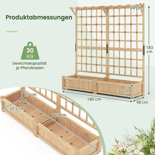 Dřevěný truhlík s treláží a stříškou, design 3v1