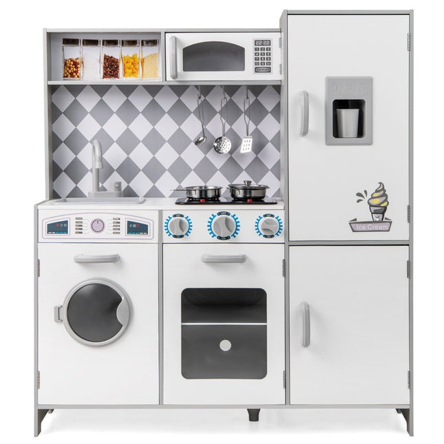 Wooden Play Kitchen Set with Ice Maker & Stove