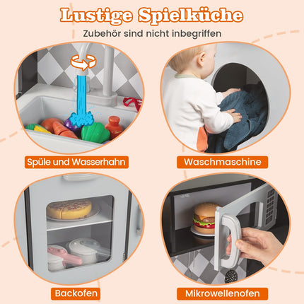 Dřevěná dětská kuchyňka s výrobníkem ledu a troubou