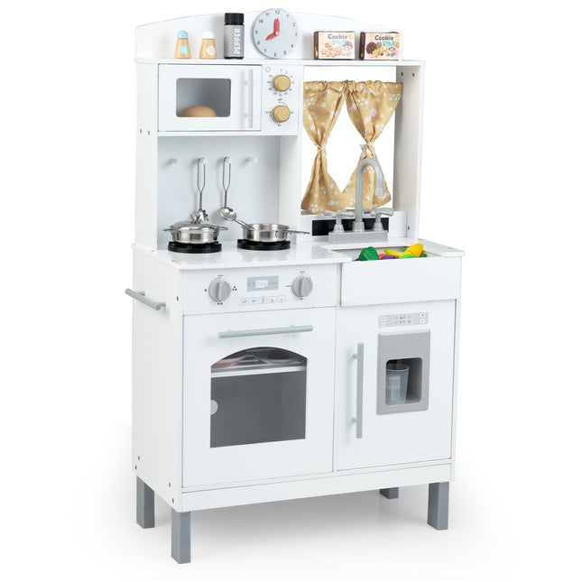 Wooden Play Kitchen with Adjustable Heights & Accessories