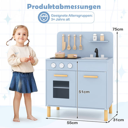 Dřevěná dětská kuchyňka se světly, zvuky, troubou a dřezem