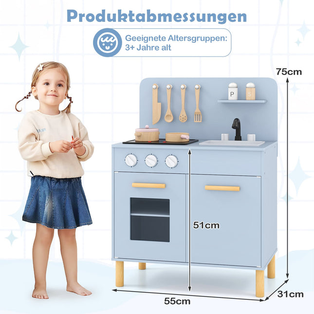 Dřevěná dětská kuchyňka se světly, zvuky, troubou a dřezem