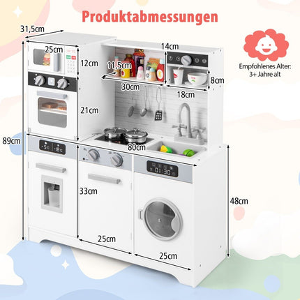 Dřevěná dětská kuchyňka s dřezem a kohoutkem pro děti 3+