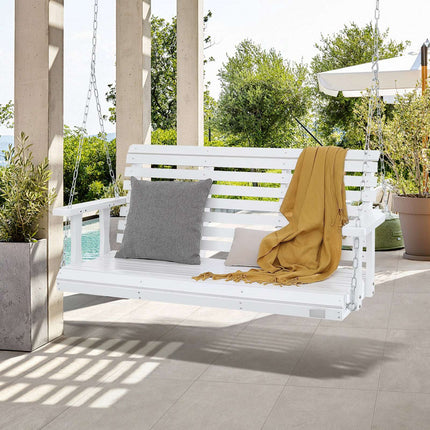 Wooden Porch Swing 4.5 Ft, 880 Lb, Chains, White