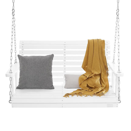 Wooden Porch Swing 4 Ft, White, 880 Lb, With Chains