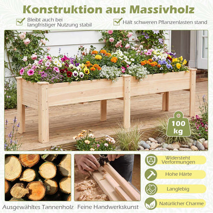 Dřevěný vyvýšený záhon s odtokovými otvory, 2 pěstební zóny
