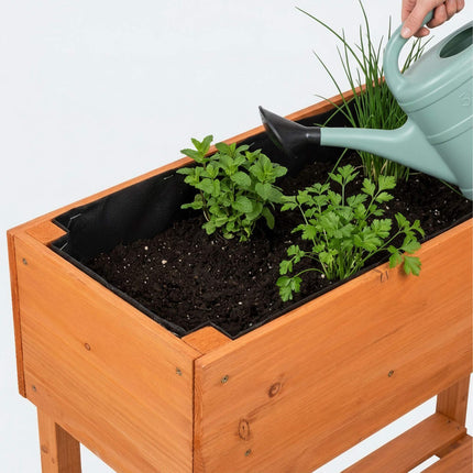 Wooden Raised Garden Bed with Shelf, 80x80x30 cm