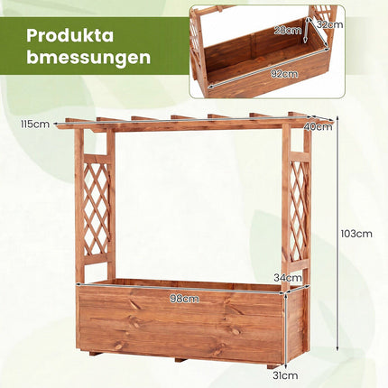 Wooden Raised Garden Bed with Trellis and Hanging Roof