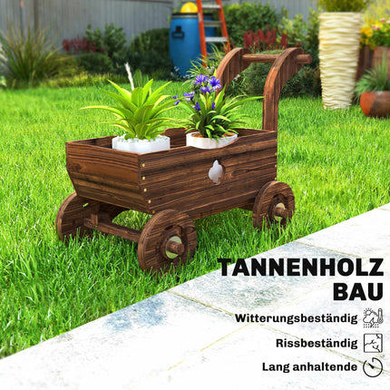 Wooden Raised Planter Cart with Wheels – 68 x 38 x 52 cm