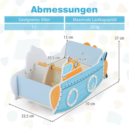 Hölzernes Schaukelboot für Kinder mit drehbarem Propeller