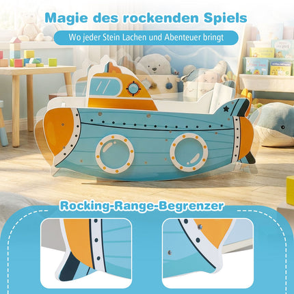 Hölzernes Schaukelboot für Kinder mit drehbarem Propeller