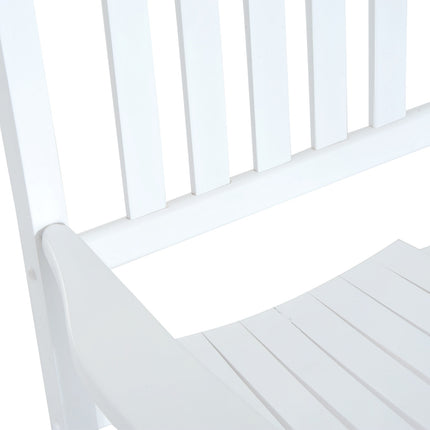White wooden rocking chair with armrests for garden relaxation