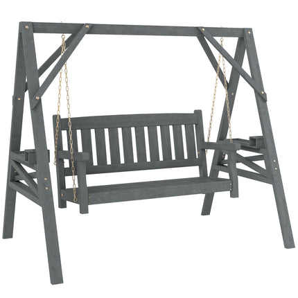 Wooden Rocking Chair for 2, Ergonomic, Grey, 250kg Capacity