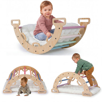 Wooden Rocking Climbing Arch with Cushion – Montessori Kids Climber