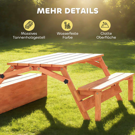 Wooden Sandbox with Adjustable Roof and Picnic Table
