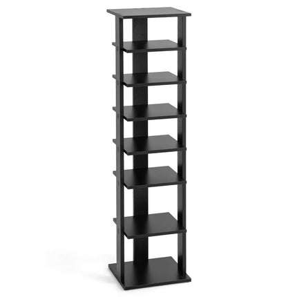 Dřevěný botník 8patrový botník organizér na boty vertikální 27.5x26.5x110cm černý