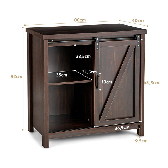 Holz-Sideboard mit Schiebetüren & 4 Einlegeböden, 80x40x82cm