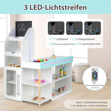 Wooden Supermarket Playset with Cart & Chalkboard